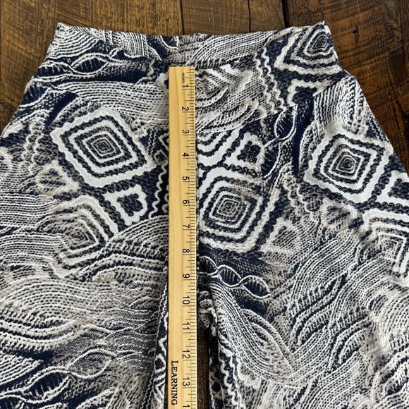 Clara Sun Woo Navy White Taupe Print Palazzo Pants Stretch Pull-On M - Picture 7 of 7